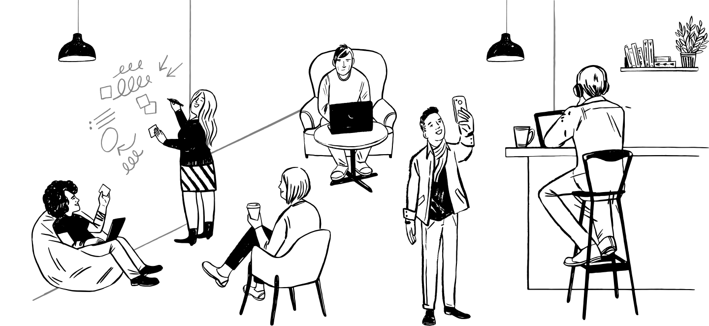 Animation of various office individuals working.